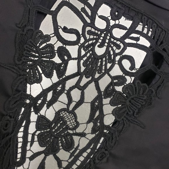 Dress Barn Women's Black Open Front Lace Crochet Lightweight Jacket Wrap - Picture 7 of 10